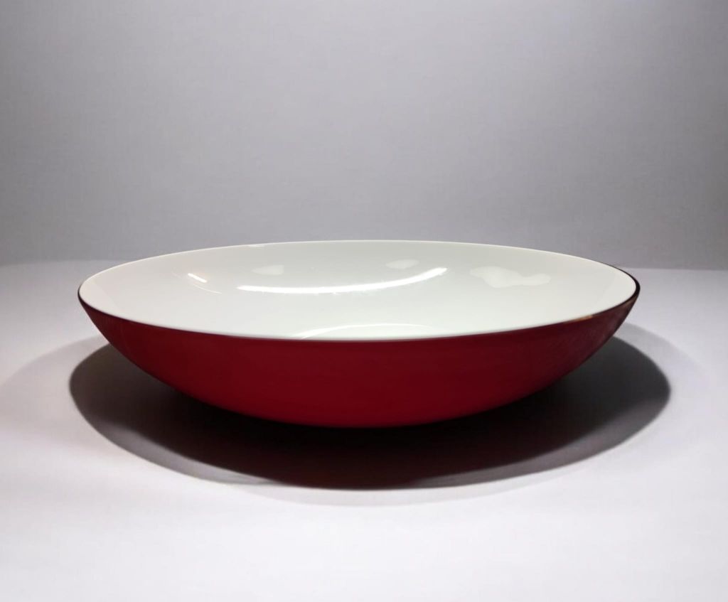 CENTROTAVOLA DI MURANO NASON,DA COLLEZIONE N02C06 BORDEAUX/BIANCO
